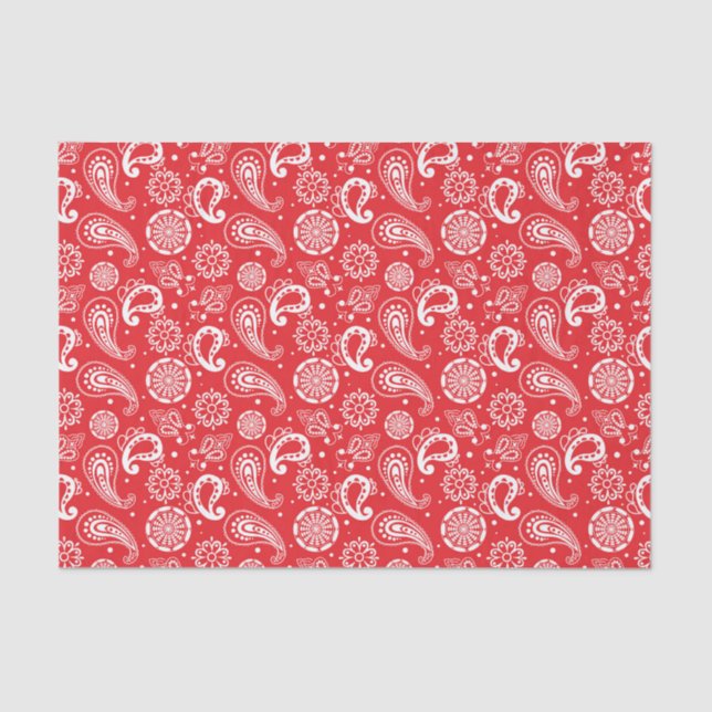 cute red Country Paisley tiled pattern  Tissue Paper (Front)