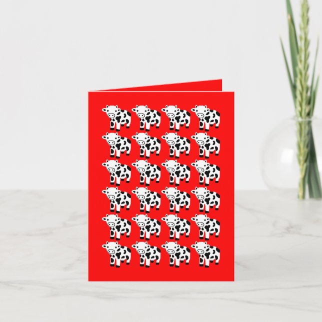 Cute Red Cow Art Blank Greeting Card Gift (Front)