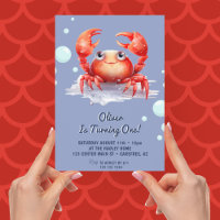 Cute Red Crab Boy 1st Birthday