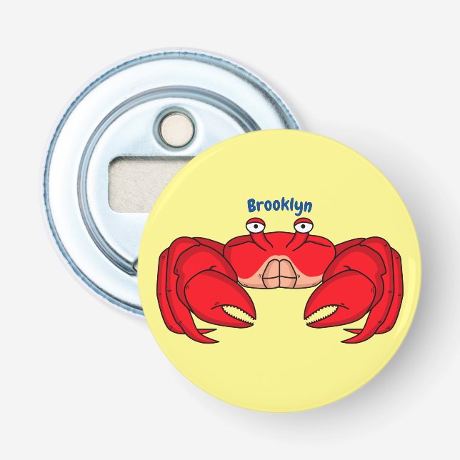 Cute red crab cartoon illustration  bottle opener (Front)
