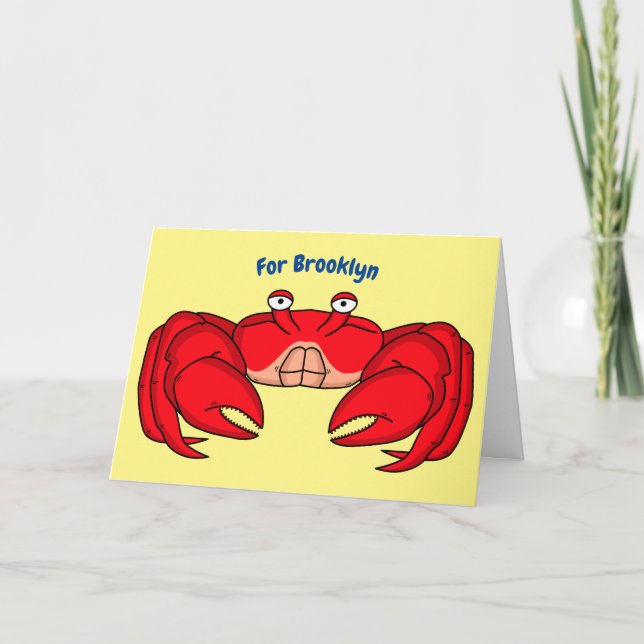 Cute red crab cartoon illustration card (Front)