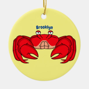 Cute red crab cartoon illustration ceramic tree decoration