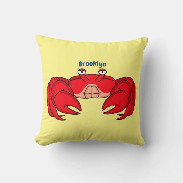 Cute red crab cartoon illustration  cushion (Front)