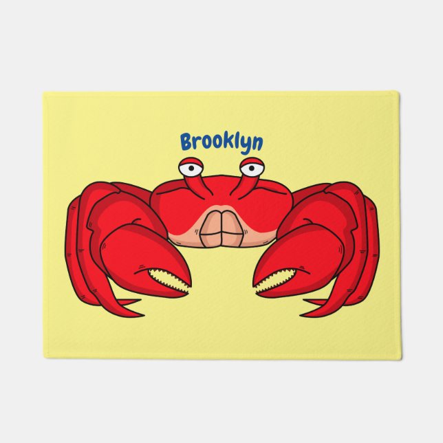 Cute red crab cartoon illustration doormat (Front)