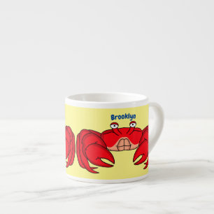 Cute red crab cartoon illustration espresso cup