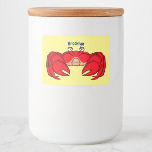 Cute red crab cartoon illustration food label