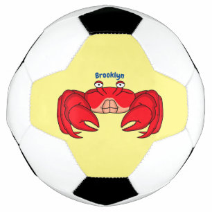 Cute red crab cartoon illustration football