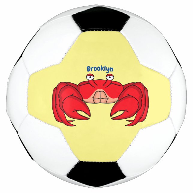 Cute red crab cartoon illustration football (Front)