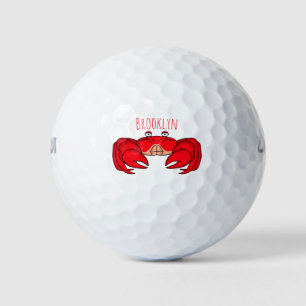 Cute red crab cartoon illustration golf balls