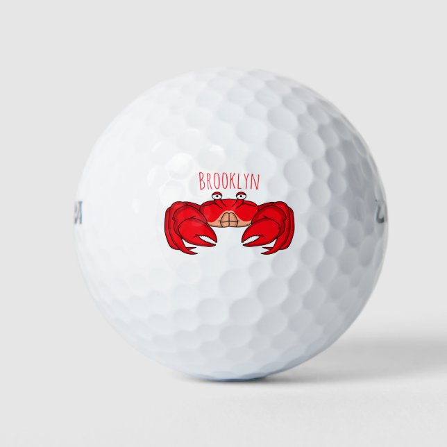 Cute red crab cartoon illustration golf balls (Front)
