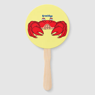 Cute red crab cartoon illustration hand fan