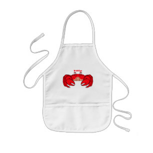 Cute red crab cartoon illustration kids apron