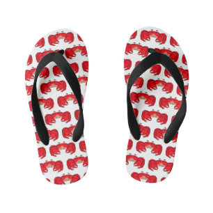 Cute red crab cartoon illustration kid's flip flops
