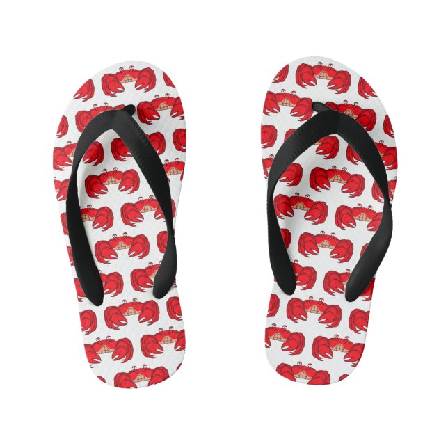 Cute red crab cartoon illustration kid's flip flops (Footbed)