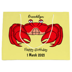Cute red crab cartoon illustration large gift bag
