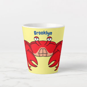 Cute red crab cartoon illustration  latte mug