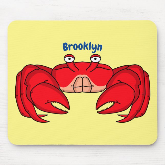 Cute red crab cartoon illustration mouse mat (Front)