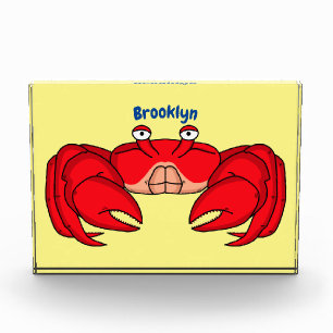 Cute red crab cartoon illustration photo block