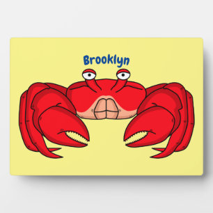 Cute red crab cartoon illustration plaque