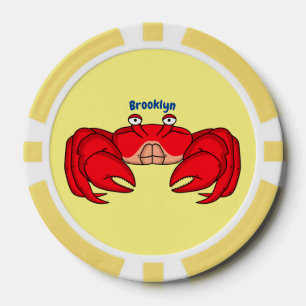 Cute red crab cartoon illustration poker chips