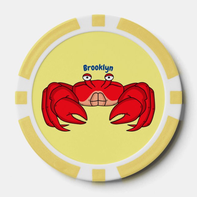Cute red crab cartoon illustration poker chips (Front)
