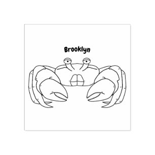 Cute red crab cartoon illustration rubber stamp