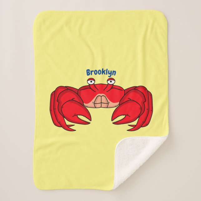 Cute red crab cartoon illustration sherpa blanket (Front)