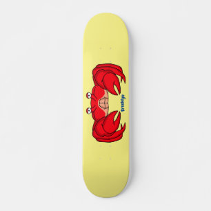 Cute red crab cartoon illustration  skateboard