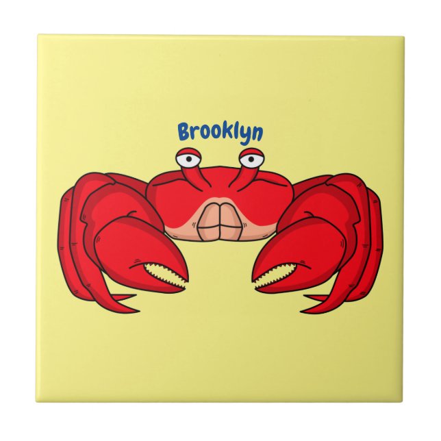 Cute red crab cartoon illustration tile (Front)