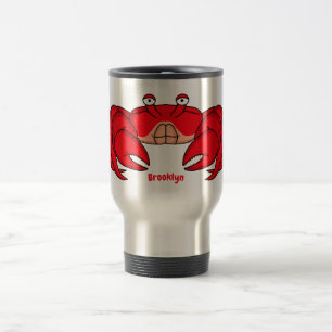 Cute red crab cartoon illustration travel mug