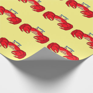 Cute red crab cartoon illustration wrapping paper