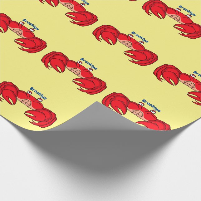 Cute red crab cartoon illustration  wrapping paper (Corner)