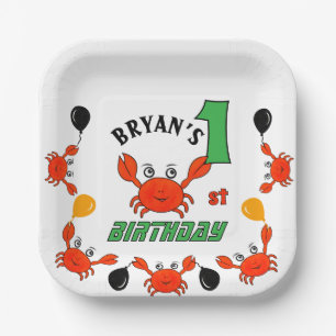 Cute red crabs paper plate