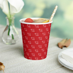 Cute red cupid crossed arrow hearts pattern modern paper cups