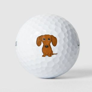 Cute Red Dachshund   Funny Cartoon Wiener Dog Golf Balls