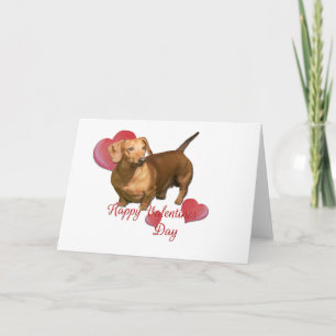 Cute Red Dachshund Valentine's Day Hearts Card