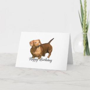 Cute Red Dachshund wishes Happy Birthday  Card