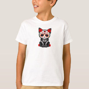 Cute Red Day of the Dead Kitten Cat T-Shirt