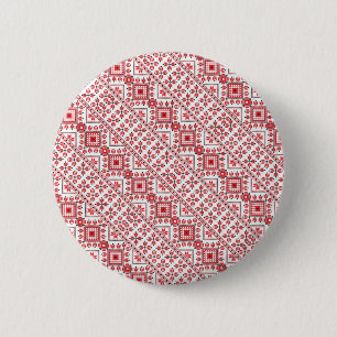 Cute red decorative ukrainian patterns design 6 cm round badge