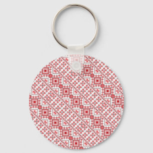 Cute red decorative ukrainian patterns design key ring