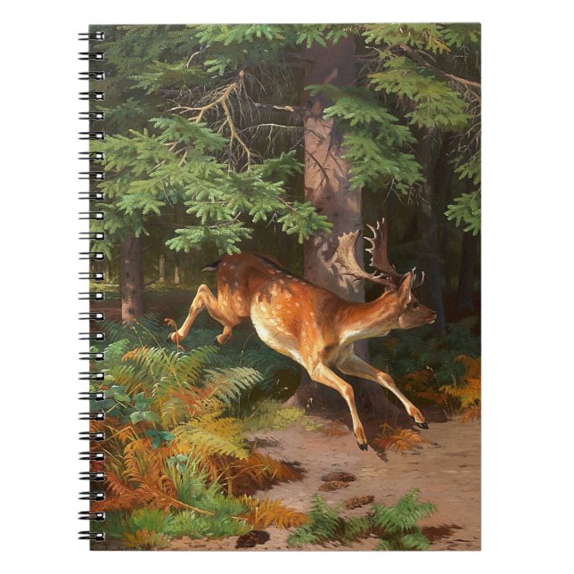 Cute Red Deer In The Forest Notebook (Front)
