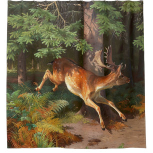 Cute Red Deer In The Forest  Shower Curtain