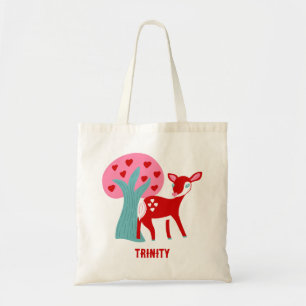 Cute Red Deer Valentine's Day Personalised Tote Bag