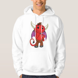 Cute Red Devil Character Thinking Mischievous Hoodie