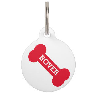 Cute Red Dog Bone - Personalised Pet Tag