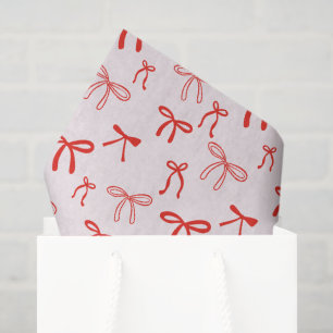 Cute Red doodle bow on pink Tissue Paper