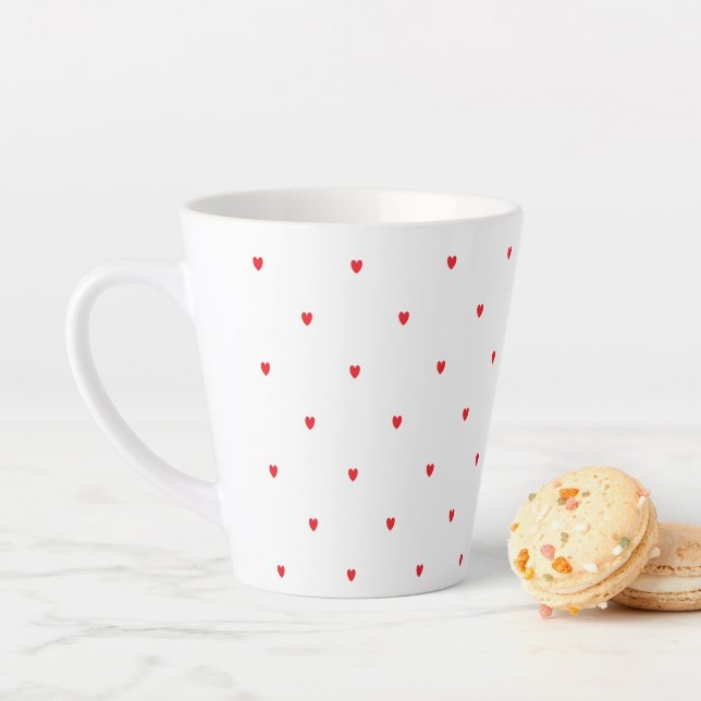 Cute Red Doodle Hearts White Classy Elegant 2021 Latte Mug (In Situ)