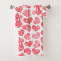 Cute Red Doodled Heart Valentine's Day Monogram