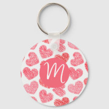 Cute Red Doodled Heart Valentine's Day Monogram