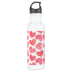 Cute Red Doodled Heart Valentine's Day Pattern 710 Ml Water Bottle